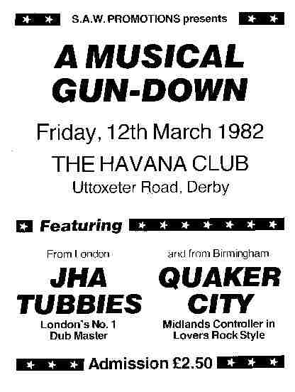 Jah Tubbys  & Quaker Coty @ Derby 1982